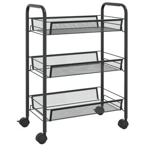 vidaXL Kuhinjska kolica s 3 razine crna 46 x 26 x 64 cm željezna