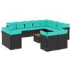 vidaXL 13-dijelni set vrtnih sofa s jastucima poliratan crni