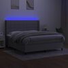 vidaXL Krevet box spring s madracem LED svjetlosivi 180x200 cm tkanina