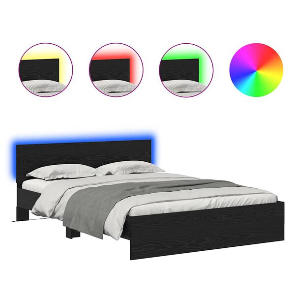 vidaXL Krevetna konstrukcija Crni hrast 140 x 190 cm Konstruirano drvo