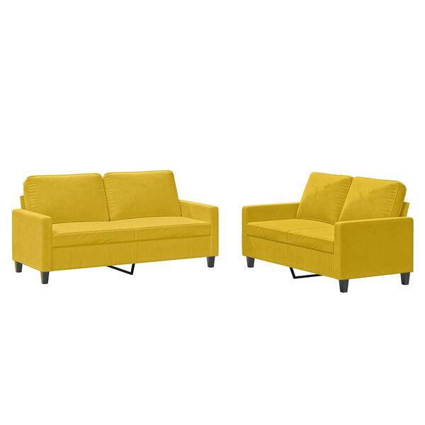 vidaXL 2-dijelni set sofa s jastucima žuti bar&scaron;unasti