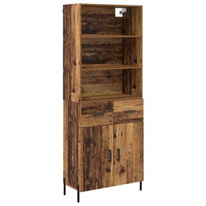 vidaXL Highboard Staro drvo 69,5 x 32,5 x 180 cm Konstruirano drvo