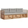 vidaXL Set vanjskih sofa s jastukom 3 pcs Prirodna i svijetlo siva
