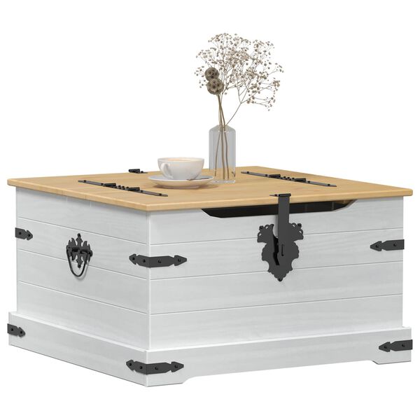 vidaXL storage box s policom Bijelo 78 x 78 x 45 cm Čvrsto borovo drvo