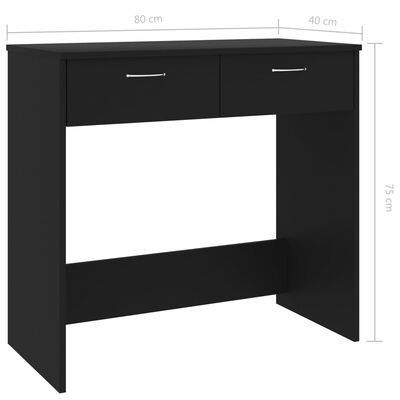 vidaXL Radni stol crni 80 x 40 x 75 cm od iverice