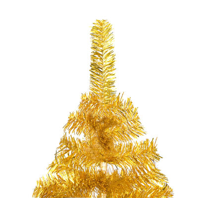 vidaXL Umjetno osvijetljeno božićno drvce s kuglicama zlatno 150cm PET