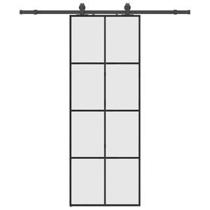 vidaXL Klizna vrata s priborom crna 76 x 205 cm od ESG stakla