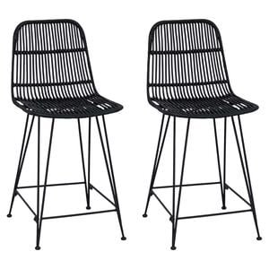 vidaXL Barska stolica 2 pcs Crna 44 x 54 x 96 cm Ratan i Čelik