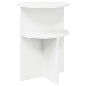 vidaXL Bocni stol s pohranom Bijela &Oslash; 39,5 x 55 cm Konstruirano drvo