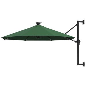 vidaXL Zidni vrtni suncobran s LED svjetlima 300 cm zeleni
