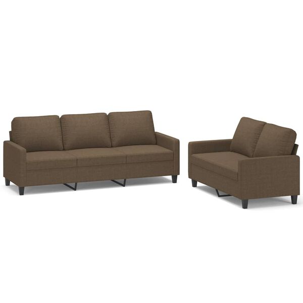 vidaXL 2-dijelni set sofa s jastucima smeđi od tkanine