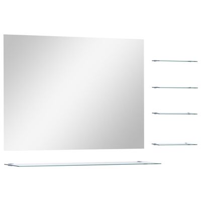 vidaXL Zidno ogledalo s policom 80 x 60 cm od kaljenog stakla