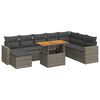 vidaXL 9-dijelni set vrtnih sofa od poliratana s jastucima sivi