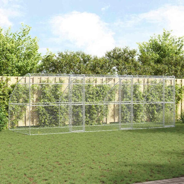 vidaXL Kućica za pse s pohranom 3 pcs Srebrno 6 x 2 x 2 m Čelik