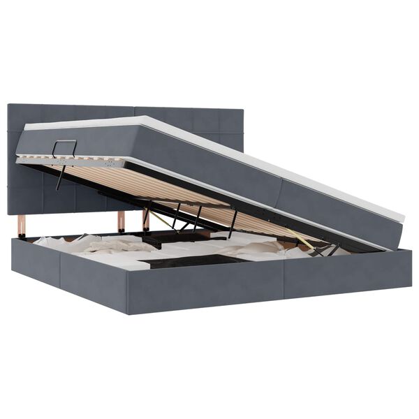 vidaXL Krevet s madracem i skladi&scaron;tem Tamno siva 200 x 200 cm Bar&scaron;un
