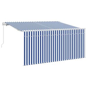 vidaXL Skrovita tenda Plava i bijela 300 x 200 cm Poliester i aluminij