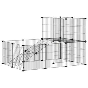 vidaXL Kavez za ljubimce s 20 panela i vratima crni 35 x 35 cm čelični