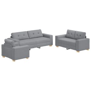 vidaXL Sofa 3 kom. Svijetlo siva Platnasta tkanina