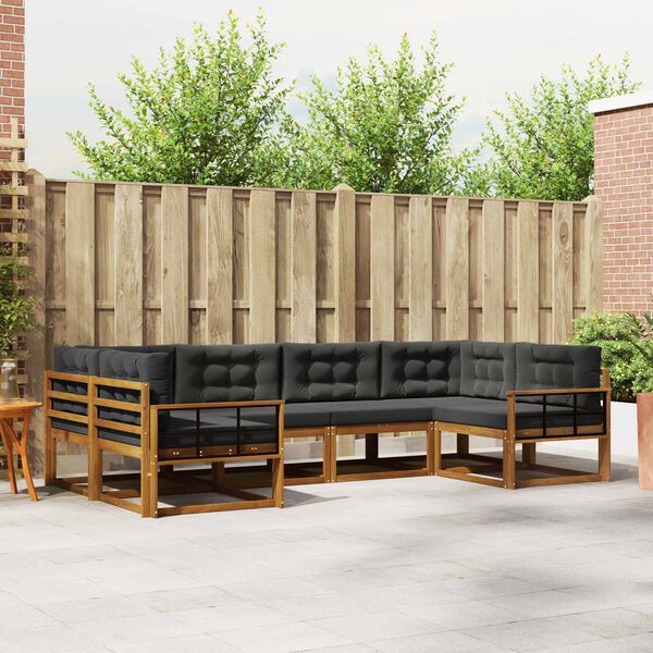 vidaXL Set vanjskih sofa s jastukom 6 pcs Prirodna i antracit