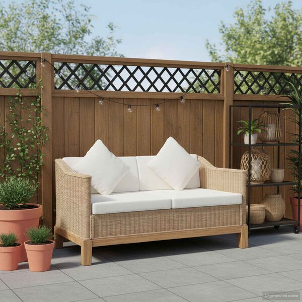 vidaXL Dvosjed od prirodnog ratana s jastucima