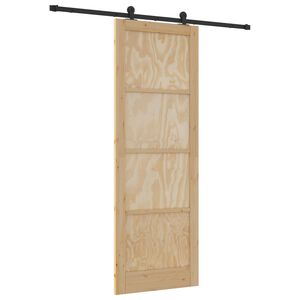 vidaXL Klizna vrata Prirodna i crna 83 x 232 cm Masivna borovina