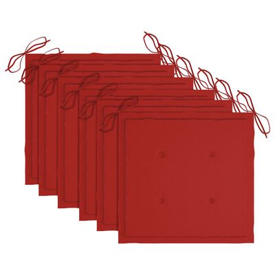 vidaXL Vrtne stolice s crvenim jastucima 6 kom od masivne tikovine