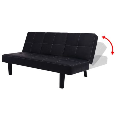 vidaXL Kauč na razvlačenje s padajućim stolićem od umjetne kože crni