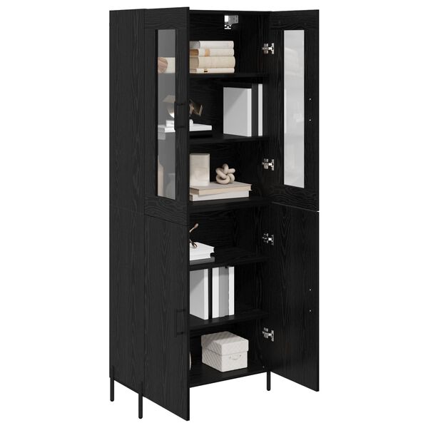 vidaXL Highboard Zidne Crni hrast 69,5 x 34 x 180 cm Konstruirano drvo