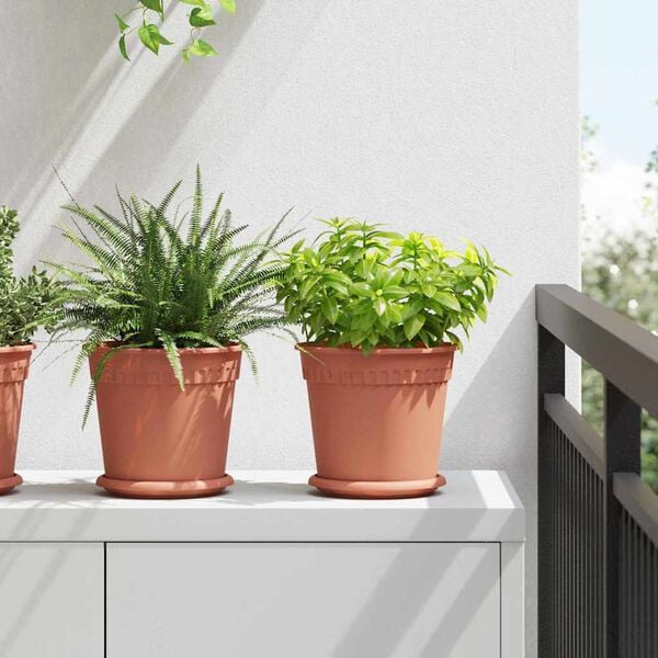 vidaXL Okrugla saksija za cveće 24 pcs Crvena cigla &Oslash; 19 x 16 cm