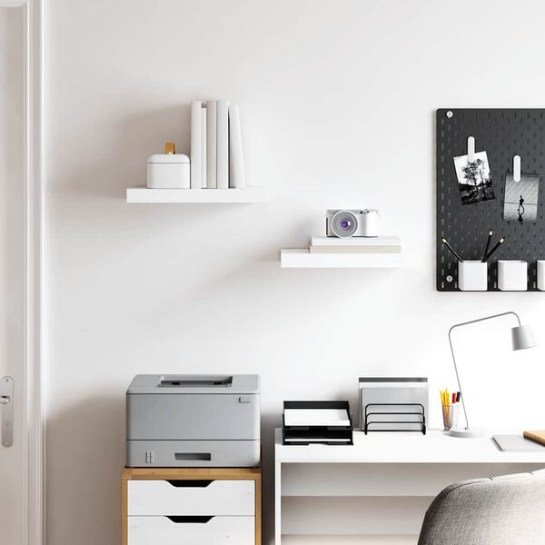 vidaXL Plutajuće zidne police 2 kom sjajne bijele 40 x 23 x 3,8 cm MDF