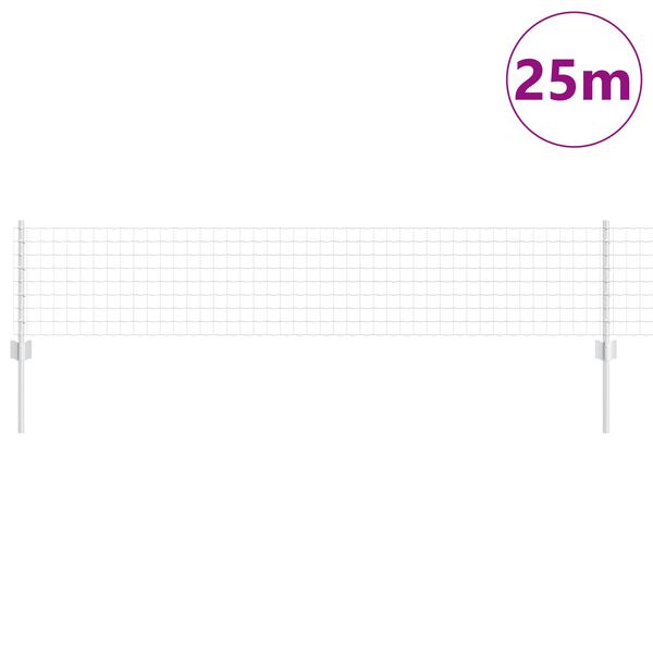 vidaXL Ograda s postovima Srebrno 0,4 x 25 m Čelik