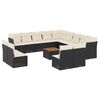 vidaXL 14-dijelni set vrtnih sofa s jastucima poliratan crni