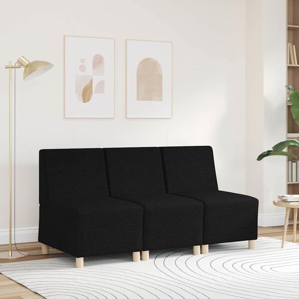 vidaXL Modularna sofa bez naslona za ruke crna 55 cm tkanina
