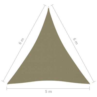 vidaXL Jedro za zaštitu od sunca od tkanine trokutasto 5 x 6 x 6 m bež