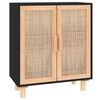 vidaXL Komoda crna 60 x 30 x 70 cm masivna borovina i prirodni ratan