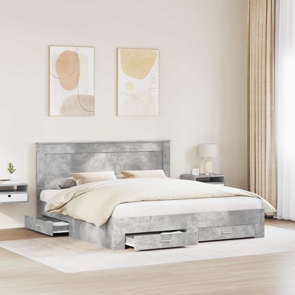 vidaXL Krevetna konstrukcija s uzglavljem Betonski sivi 180 x 200 cm