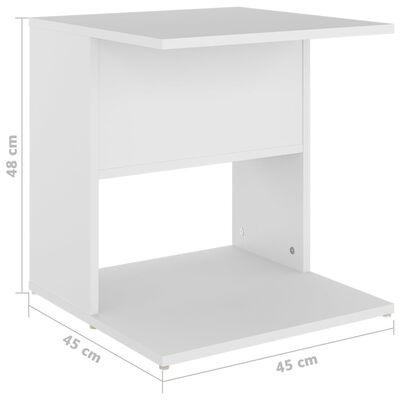 vidaXL Bočni stolić bijeli 45 x 45 x 48 cm od iverice