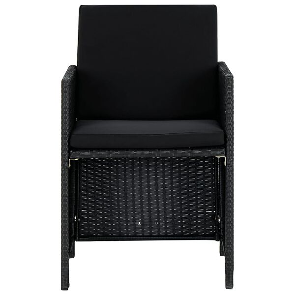 vidaXL 9-dijelni vrtni blagovaonski set od poliratana s jastucima crni