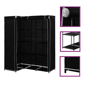 282449 vidaXL Corner Wardrobe Black 130x87x169 cm