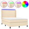 vidaXL Krevet box spring s madracem LED krem 140x190 cm od tkanine