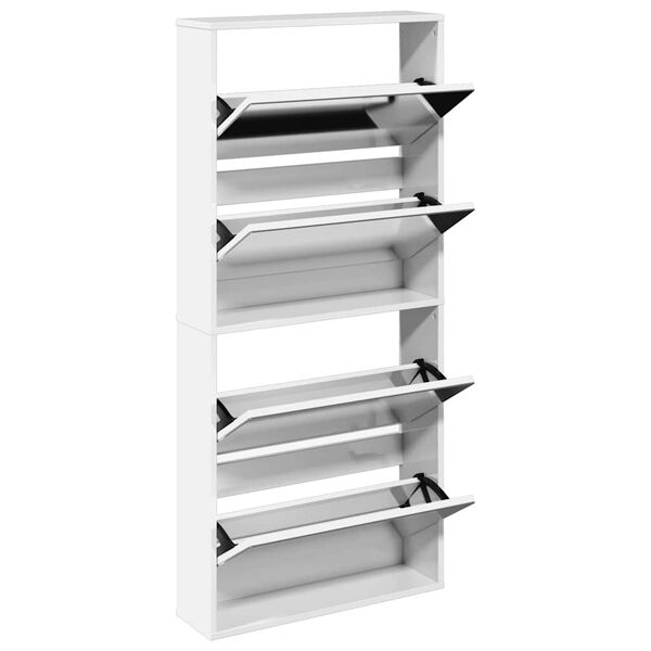 vidaXL Ormarić za cipele s ogledalom i 4 razina bijeli 63x17x134 cm