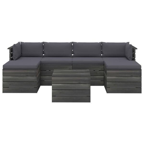 vidaXL 7-dijelna vrtna garnitura od paleta od borovine s jastucima