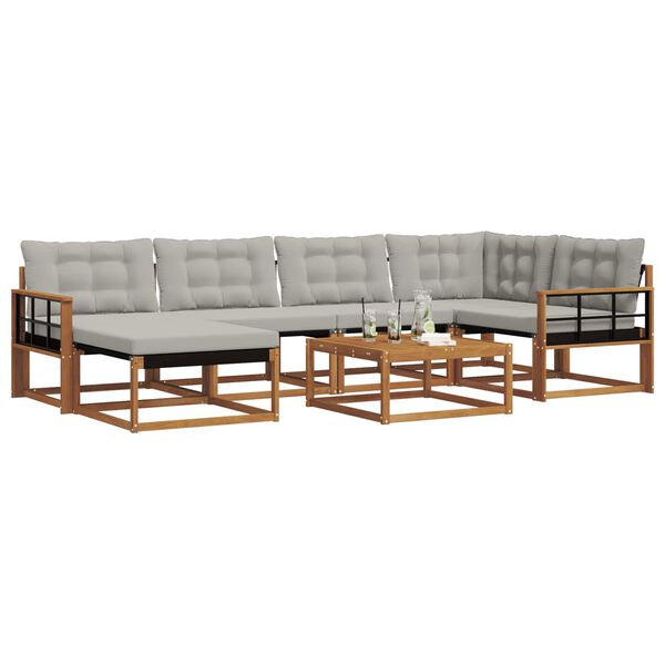 vidaXL Set vanjskih sofa s jastukom 7 pcs Prirodna i svijetlo siva