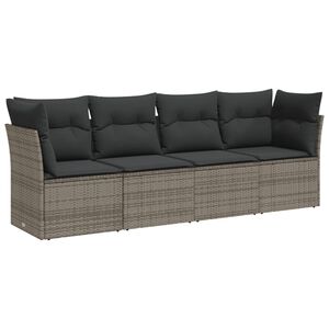 vidaXL 4-dijelni set vrtnih sofa od poliratana s jastucima sivi