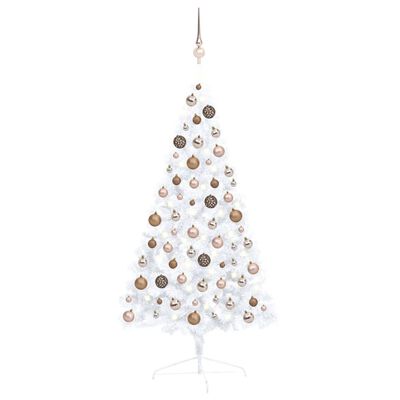 vidaXL Umjetna osvijetljena polovica božićnog drvca bijela 120 cm