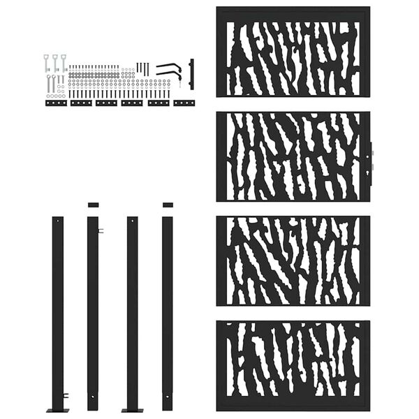 vidaXL Vrtna vrata crna 100x200 cm dizajn s čeličnim tragovima