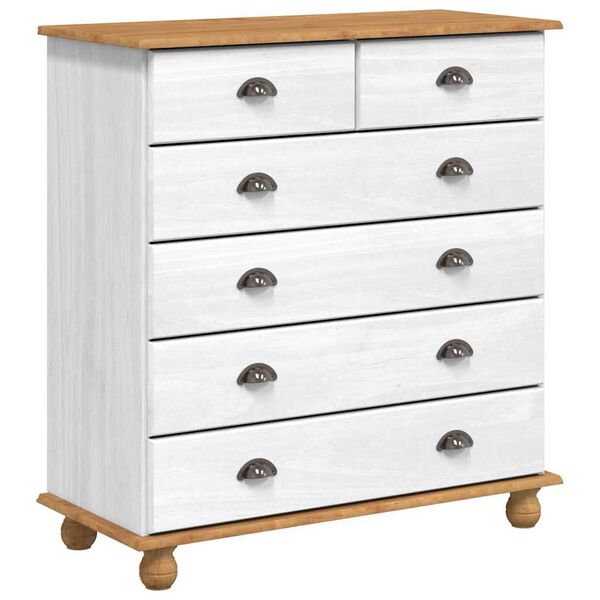 vidaXL Komoda ASKIM Bijelo 91 x 40 x 95,5 cm Čvrsto borovo drvo