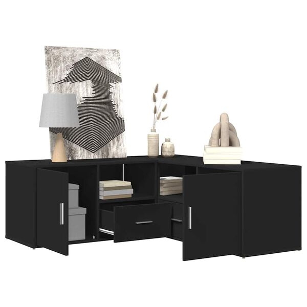 vidaXL Kutni ormarić crni 200 x 40 x 45 cm od konstruiranog drva