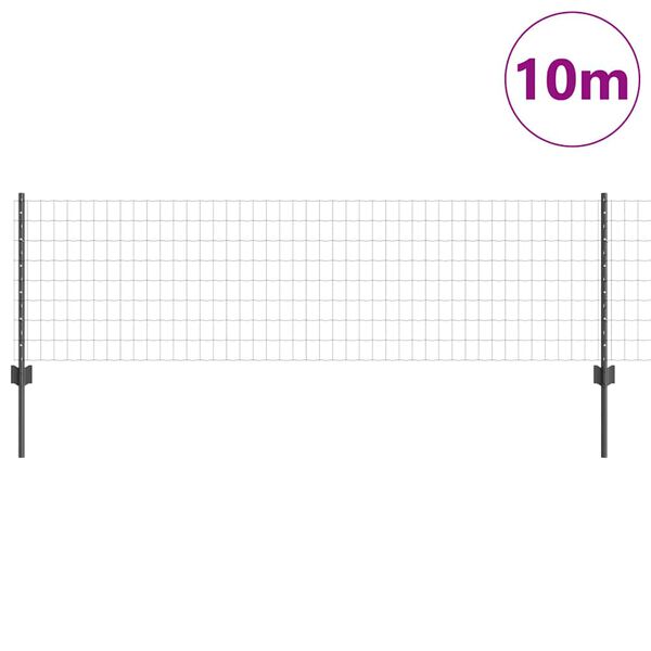 vidaXL Ograda i stup Siva 0,6 x 10 m Čelik