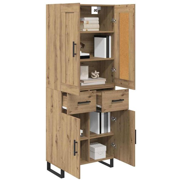 vidaXL Highboard Umjetnički hrast 69,5 x 34 x 180 cm Konstruirano drvo